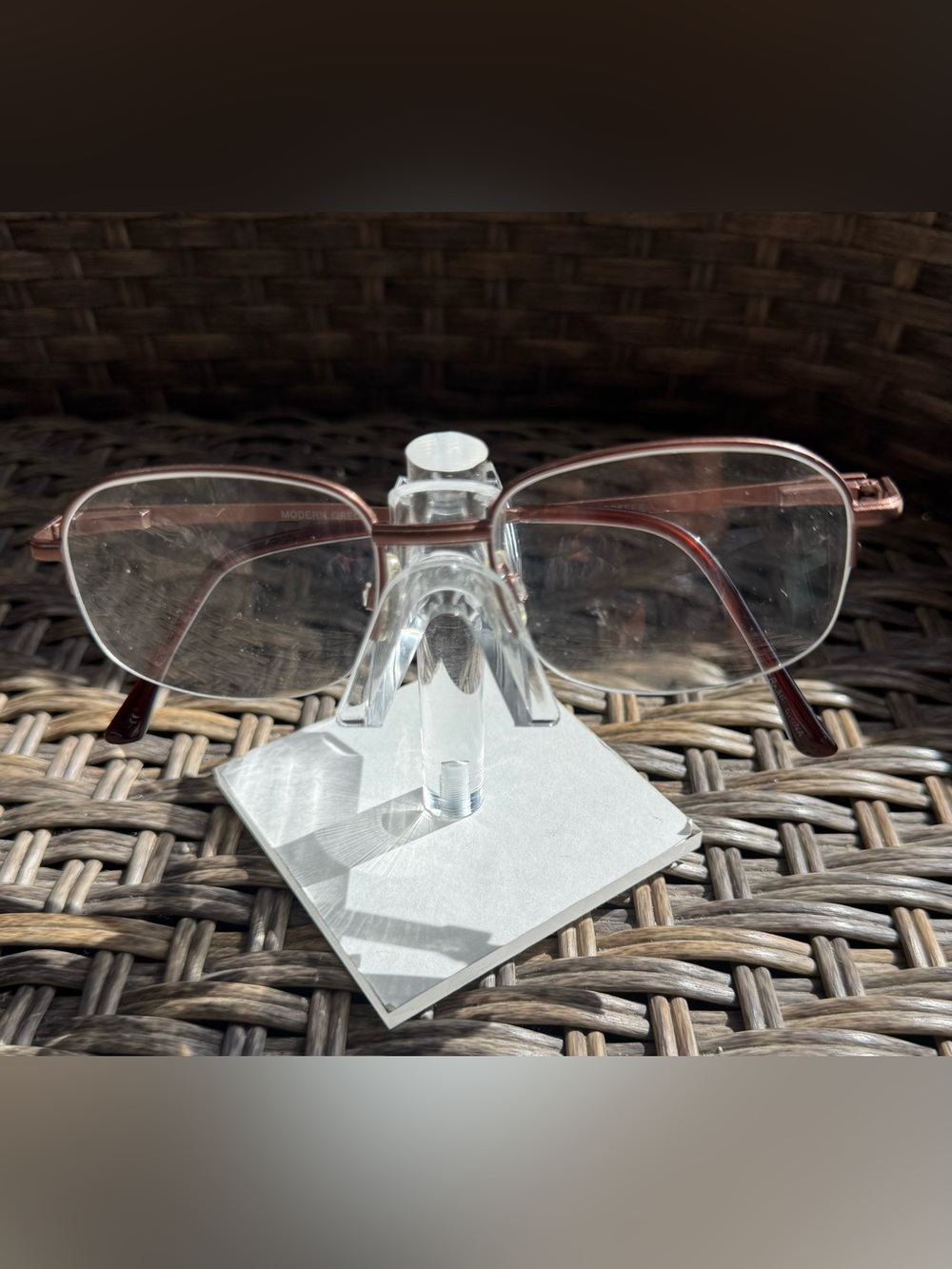 Modern Greg Coffee Brown Metal Half Rim Eyeglass Frames Only 54-16-145 Stylish